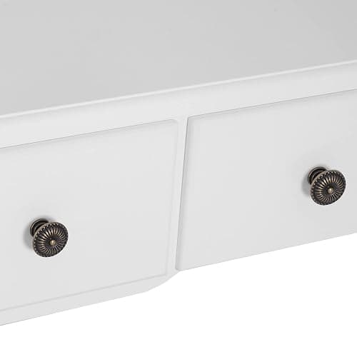 HOMCOM Coiffeuse avec Miroir et Tabouret 5 tiroirs Table de Maquillage avec Pieds en Bois de pin Massif 80 x 40 x 140cm Blanc thumbnail 8