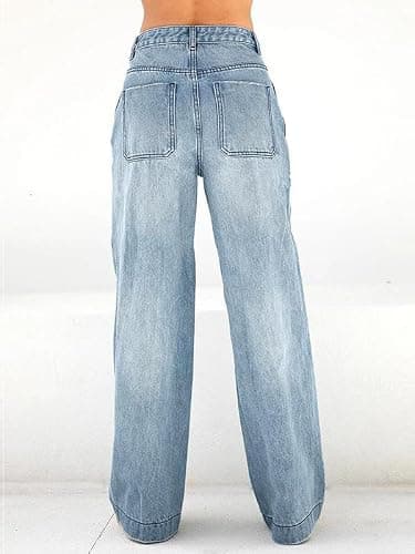 EMMIOL Women's 2025 Wide Leg Jeans Distress Mid Waist Denim Pants Vintage Y2K Trousers thumbnail 3