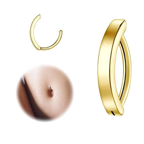 supsiah 14G Clicker Belly Button Ring，Surgical Stainless Steel Hinged Belly Button Rings Belly Barbell Piercing Navel Barbell Body Jewelry 2PCS thumbnail 4