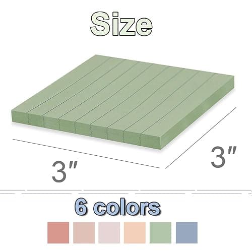 (24 Pack) Lined Sticky Notes 3x3 in,Vintage Notepads with Lines | Ruled Stickies,Super Sticking Power,Office School Memo Note Pads,Post on Windows Doors,Recyclable,Easy to Write on thumbnail 2