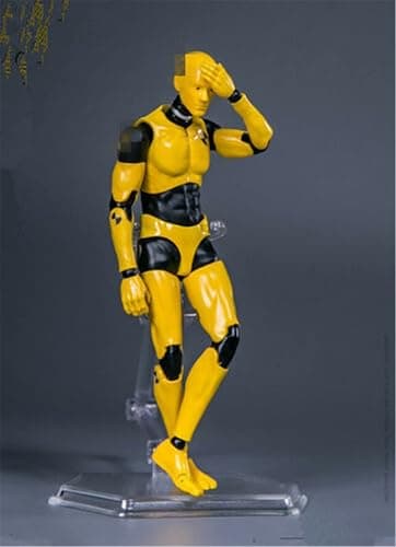 1/12 Scale Male Action Figure,6inch Flexible Yellow Testman Crash Test Dummy Action Figure Body Collection (B) thumbnail 6