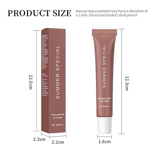 Summer Lip Glossy Butter Balm, Instant Moisture Sheer Tint, Non-Sticky, Conditioning Formula to Soothe & Repair Dry, Chapped Lips, Jelly Lip Stain with Natural Scent (#3Iced Coffee, 1Pc) thumbnail 6