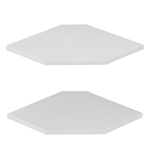 JJL Corner Shelf, 12 Inch Shelves with Wire Holes, 2 Tier 13.3 Inch Deep Wooden Corner Shelves for Wall Storage, for Speaker, Cable Box, White thumbnail 6