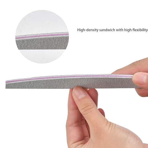 50PCS Professional Nail Files 100/180 Grit Double Sided Emery Board Nail File Acrylic Gel Natural Nail Styling Tools Pet Grooming Tools for Home and Salon Use, Washable Half-Moon Emery Boards for Nail thumbnail 4