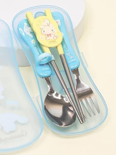 Lilfant Cute Fork, Spoon, and Chopsticks Flatware Set with Case, Stainless Steel, Medium thumbnail 4