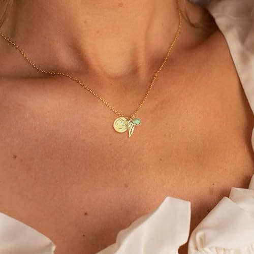 TGOLM Miscarriage Gifts for Mothers Pregnancy Loss Guardian Angel Pendant Necklace for Women Birth Stone Remember Me Bereavement Gift thumbnail 2