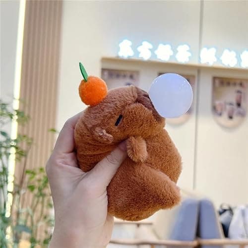 YUNBIAOSEN Plush Capybara Keychain, Squishy Animal Keychain That Poops Bubble, Cute Capybara Plush for Backpack, Bag, Car, Friends, Family (Brown) thumbnail 3