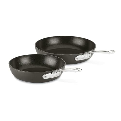 All-Clad Essentials Hard Anodized Nonstick Fry Pan Set 2 Piece, 8, 10,5 Inch Oven Broiler Safe 500F, Lid Safe 350F Pots and Pans, Cookware Black - Image 1