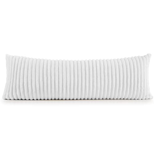 BEDELITE Fluffy Striped Body Pillow Cover with Zipper, Bright White, 20x54 | Ultra-soft Faux Fur with 14D Striped Texture, Comfy, Plush, and Cloud-like, Body Pillow Pillowcase for Bed Couch Room Decor thumbnail 9