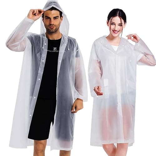 COOY Rain Coats (2 Pack) - Reusable EVA Rain Ponchos for Adults Rain Jackets Raincoats for Men Women - Image 1