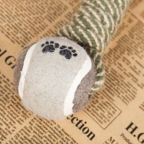 Dog Rope Chew Toy Dumbbell with Tennis Balls – Puppy Teething Toy, Perfect for Every Dog, Large or Small, Durable Rope Ball, Interactive Pet Toy for Chewing, Training & Dental Cleaning thumbnail 8