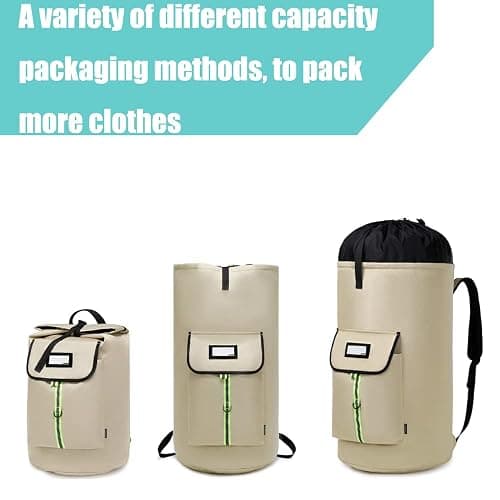 SUOVOCK laundry bag backpack,extra-large heavy duty laundry bags,laundry backpack for college students,drawstring closure (Khaki laundry bag) thumbnail 5