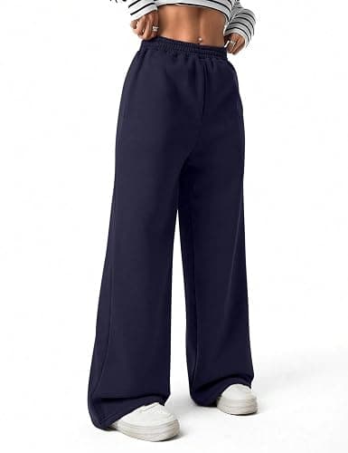 FACDIBY Women's Fleece Wide Leg Sweatpants Winter Warm Thermal Straight Leg Sweat Pants with Pockets thumbnail 3