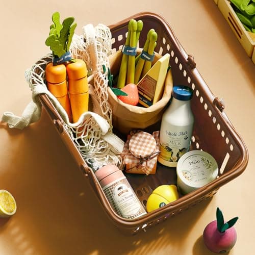 Tiny Land Wooden Play Food Set Bundle Includes 50 PCS of Fruits, Veggies, Meats, Seafood, Eggs & Dairy thumbnail 2