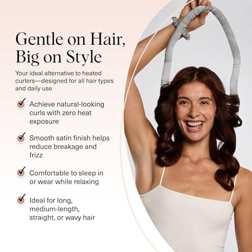 Kitsch Satin Heatless Curling Set – Heatless Curls Overnight with 34" Hair Curler & 2 Satin Scrunchies – Comfortable Hair Curlers to Sleep In for Frizz-Free, No Heat Damage Styling - Silver thumbnail 3