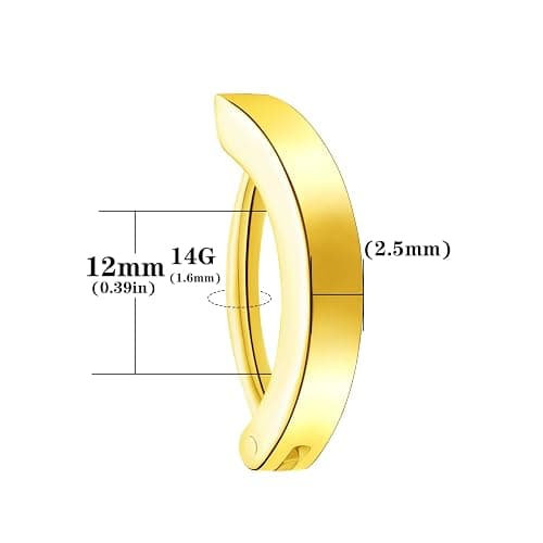 VOJO 14G G23 Titanium Clicker Belly Button Ring,10/12mm Reverse Curved Hoop Navel Barbell Piercing Jewelry thumbnail 5