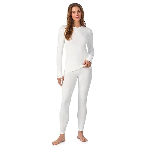 Cuddl Duds Womens Heavyweight Cold Weather Fleece Lined Thermal Set – Long Sleeve Top & Leggings - Winter Lounge Sets - Image 1