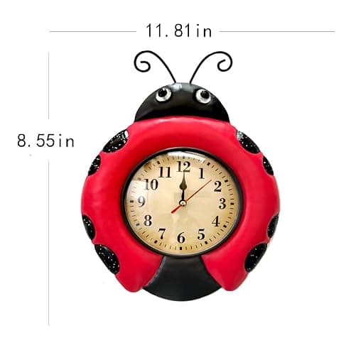 TXYS Wall Clock for Home Ladybug Decor Art Decorations Great for Office/Outside Clock (Ladybug Clocks) thumbnail 3