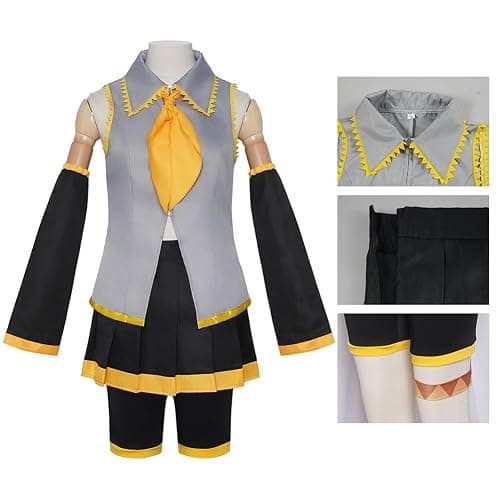 QHWIHRF Women Akita Neru Costume,Akita Neru Uniform Yellow Dress Party Full Set thumbnail 2