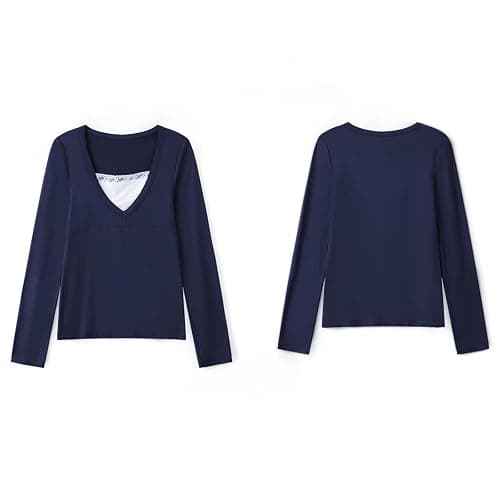 Fairy Grunge Y2K Shirts for Women Long Sleeve Lace Patchwork Tees Tops Teen Girls Aesthetic Vintage Slim Blouse thumbnail 6