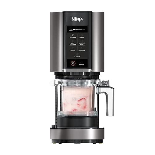Ninja CREAMi Ice Cream Maker & Frozen Dessert Maker with 3 Tubs, 7 Programs, Makes Ice Cream, Gelato, Sorbet, Smoothie Bowl, Milkshakes and more, Black/Silver, Makes 1.4L of Ice Cream, NC300UK - Image 1