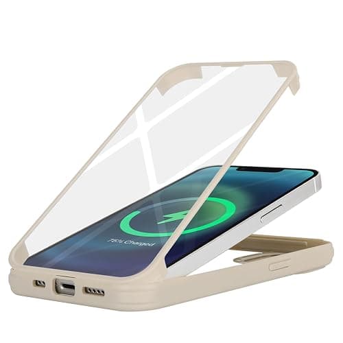 SunYoo for iPhone 14 iPhone 13 Case with Screen Protector, Compatible with Magsafe, for iPhone 14 Case Built in Screen Protector, Slim Protective Shockproof Phone Cover-Beige thumbnail 5