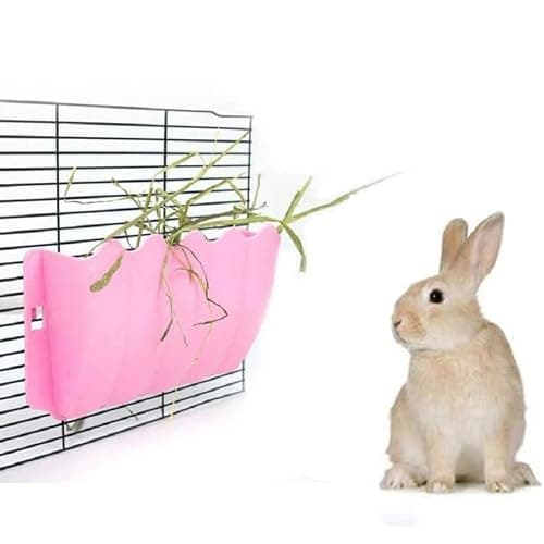 Litewoo Rabbit Hanging Hay Feeder Rack Guinea Pig Mess-Free Dispenser Hay Bowl Manger Rack Wall-Mounted for Small Pets Rat Chinchilla Ferret Squirrel Cage Accessories (Pink) thumbnail 6