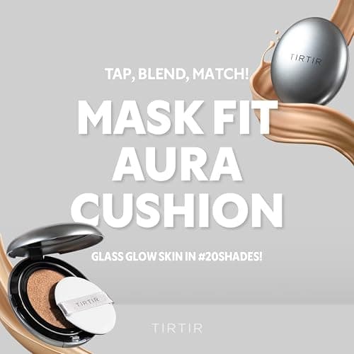 TIRTIR Mask Fit Aura Silver Cushion Foundation | Semi-glow Finish, Natural Coverage, Moisturizing, Lightweight, Korean cushion foundation (#23N Sand, Full Size, 0.63 Fl Oz) thumbnail 2