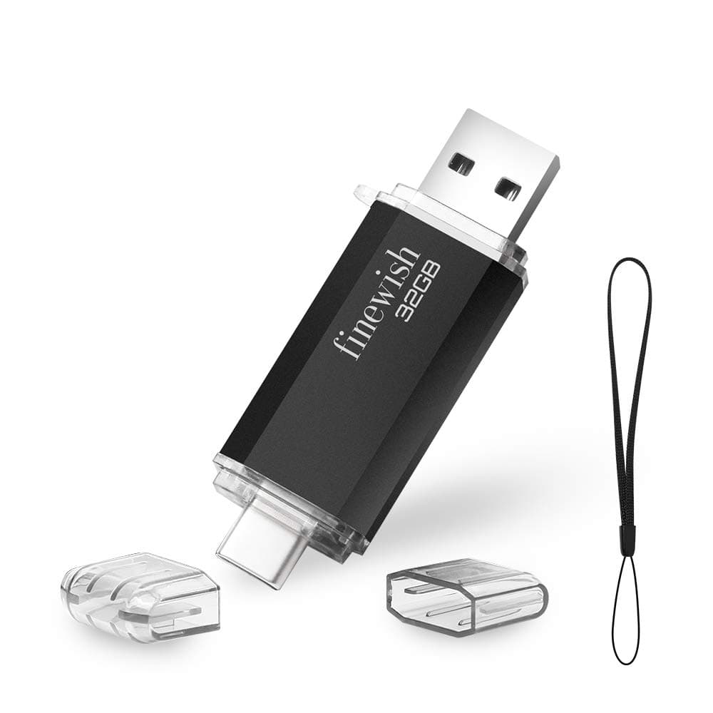 Geweo 32GB 2-in-1 USB-C USB 2.0 Pen Drive for MacBook Pro, Android, Tablet, Laptop and Computer (Black) - Image 1