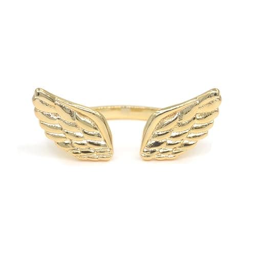 LEMON GRASS Angle Wing Ring Open Adjustable Plated with 14K Yellow Gold thumbnail 2