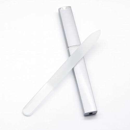 Glass Nail File with Case, 1 Pack Crystal Fingernail File for Natural Nails – Double-Sided Etched Czech Glass Nail Filer, Gentle Nail Care, Portable Manicure Tool for Women & Men (Silver) thumbnail 3