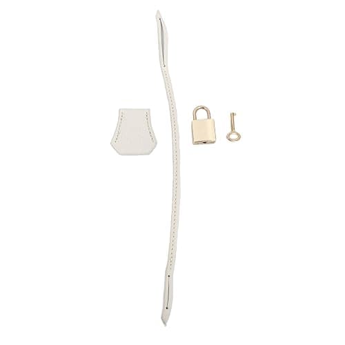 M-ioi-M Genuine Leather Key Clochette Bag Charm, Bell Key Holder, Purse Keychain, Handbag Accessories Replacement, w/Padlock - Ivory + Light Gold Padlock thumbnail 5