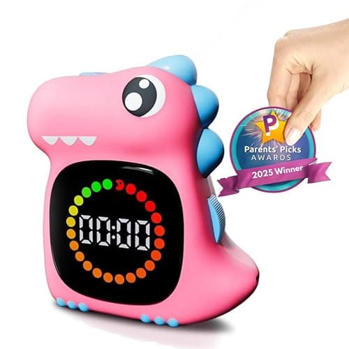 Visual Timer for Kids Toddler Timer Visual Countdown Pink Dinasuor Design Timers for Classroom Home Study Playing - Image 1