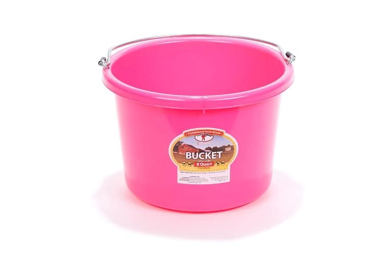 Little Giant® Plastic Animal Feed Bucket | Round Plastic Feed Bucket with Metal Handle | Made in USA | 8 Quarts | Hot Pink - Image 1