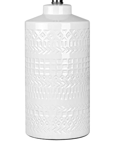 JUNNAI 24.5" White Ceramic Table Lamp 3-Way Dimmable Nightstand with White Linen Shade Bedside Lamp for Bedrooms & Living Room Office Reading(Bulb Included) thumbnail 7