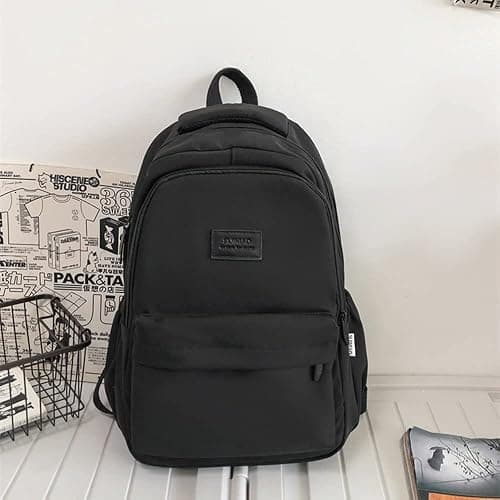 Aesthetic Backpack Cute Backpack for School College Backpack Large Capacity Bookbags for Girls Women Students Casual Travel Daypacks Solid Color(Black) thumbnail 7