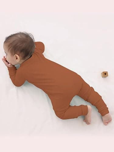 GUISBY Rayon Baby Footless Pajamas, Long Sleeve with 2 Way Zippers Rompers Sleepers thumbnail 5