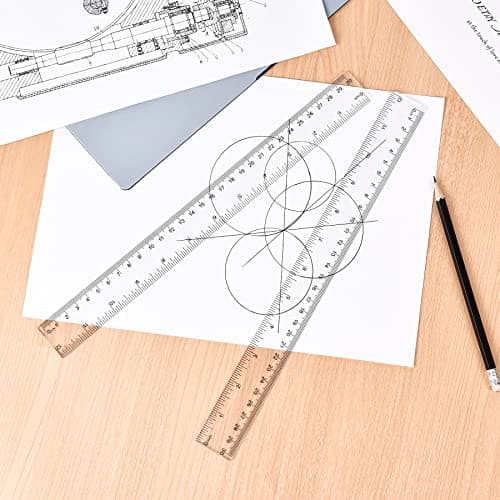Unjoo Clear Plastic Ruler 6 Inch+12 Inch Straight Ruler, Shatterproof Rulers with Inches and Centimeters for School Classroom, Home, or Office (2pcs) thumbnail 6