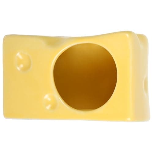HYTROVE Small Pet Ceramic Hamster Hideout Cheese Shaped Cooling Nest for Rest, Play and Sleep with Safe Material - Image 1