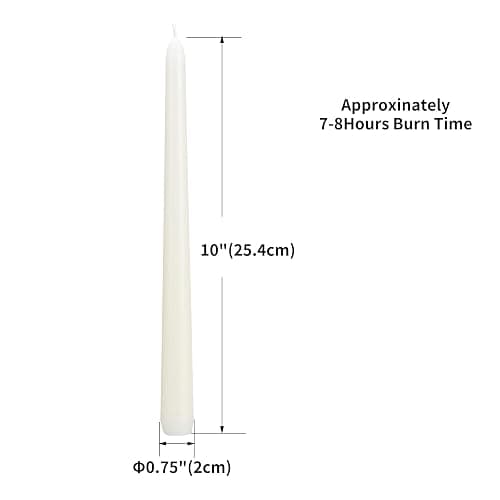 flamecan Ivory Taper Candles, Set of 20 Unscented and Smokeless 10 Inch Taper Candles Long Burning, Paraffin Wax with Cotton Wicks for Burning Approxinately 7-8 Hours Time thumbnail 2