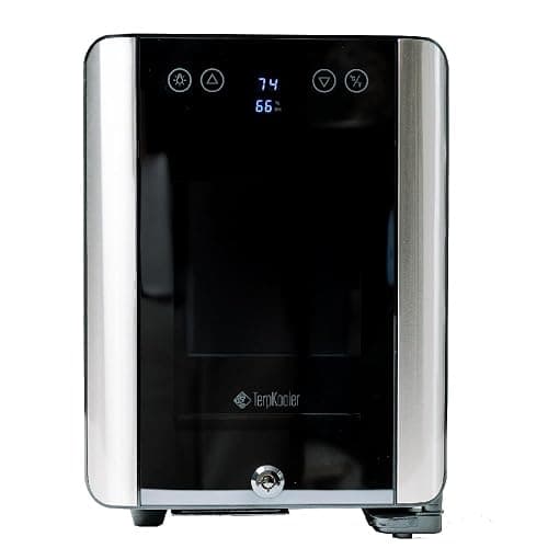 Terpkooler Essential Cooler Compact Portable Mini Fridge with Temp & Humidity Control, 3 USB Ports, Smoked Glass Shelves, Lockable UV Glass Door for Herbs, Oils, Cosmetics, and More - Image 1