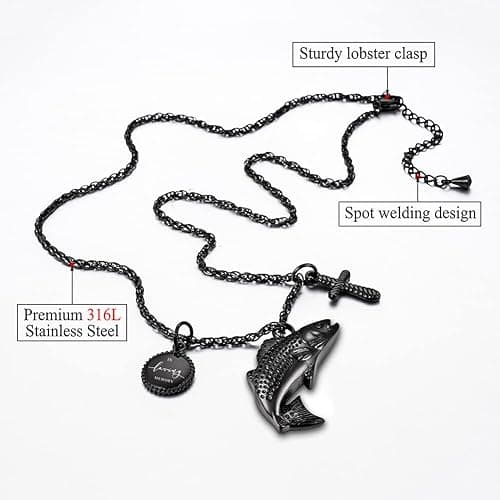 XIUDA Fish Urn Cremation Necklace for Ashes Urn Necklaces for Human Ashes in Loving Memory of Dad Fishing Locket Ashes Holder Keepsake Cremation Memorial Pendant Jewelry thumbnail 3