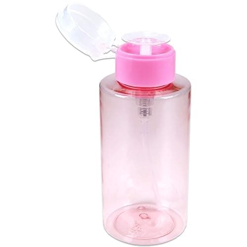 10oz Pink Push Down Pump Dispenser Empty Refillerble Bottle with Flip Top Cap - for Nail Polish, Travel, Cosmetics Packaging thumbnail 3