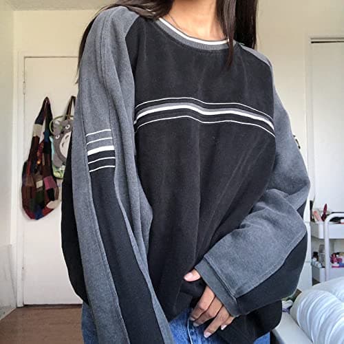 Y2K Grunge Striped Sweatshirt Oversized Long Sleeve Preppy Alt Pullover Korean Aesthetic Harajuku Clothes thumbnail 2