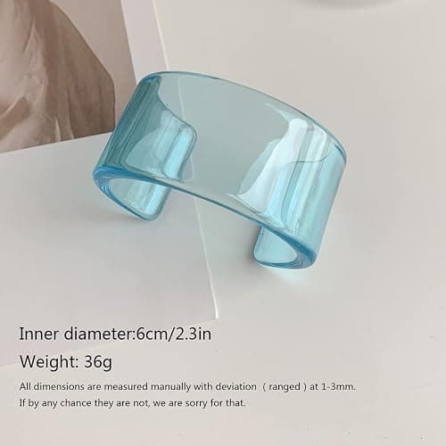 Caiyao Colorful Square Acrylic Resin Bangle Bracelet Wristbands Tortoiseshell Acetate Plate Cuff Bracelet Vintage Wide Irregular Geometric Plastic Bracelet for Women Jewelry thumbnail 2