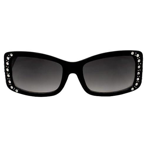 Rodeo Queen 2 Pairs of Fashion & Studded Sunglasses for Women Black Frame w/Metal Accent Piece Bling Rhinestones & Smoke Gradient Lenses thumbnail 2