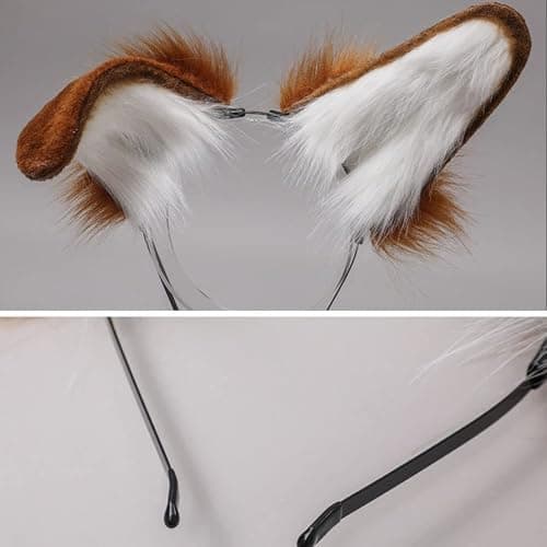 Dog Ears Headband and Tail Set Faux Fur Animal Cosplay Party Costume Accessories thumbnail 7