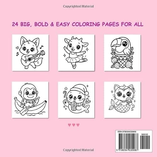 CUTE ANIMALS: BOLD & EASY COLORING BOOK thumbnail 2