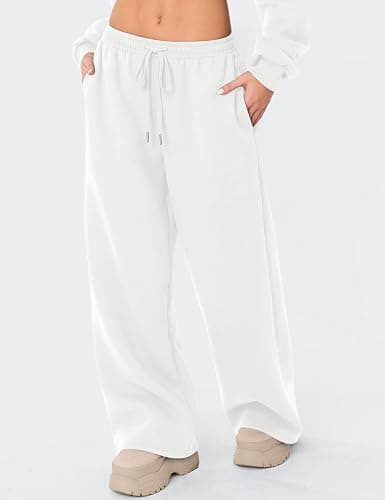 LOMON Women's Sweatpants Wide Leg Fleece Lined Sweat Pants Spring Winter Clothes 2026 Baggy Drawstring Joggers with Pockets thumbnail 2