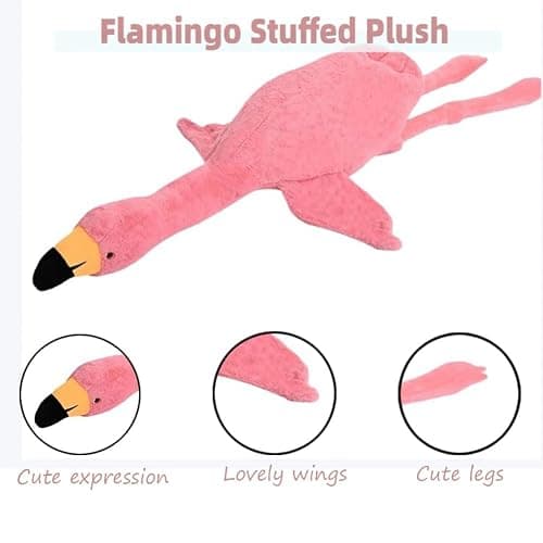 Huniupore 74.8in Flamingo Stuffed Animal Plush Pillow Cute Giant Flamingo Plush Toy Plush Soft Hugging Pillow Stuffed Animal Gift for Kids Birthday thumbnail 2